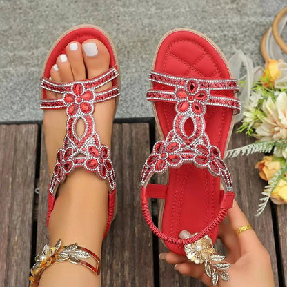 🔥 Last Day 50% Off — Rhinestone Flower Sandals ✨