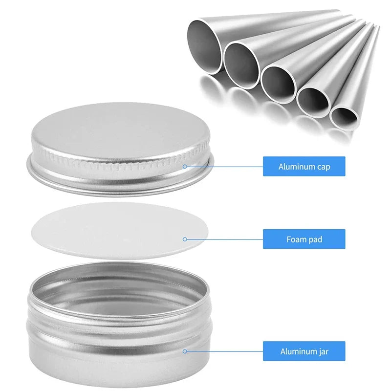 10-Pack Silver Aluminum Screw-Top Tins – Round Containers for Candles, Spices, Gifts
